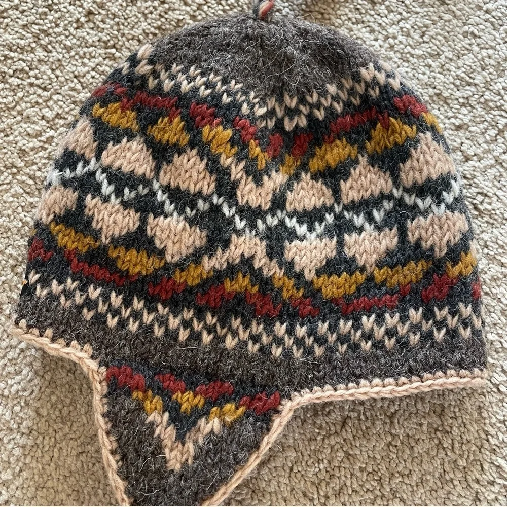 Wool Nordic Design Everest Earflap Knit Hat - Multicolor Pattern Hygge Scandi